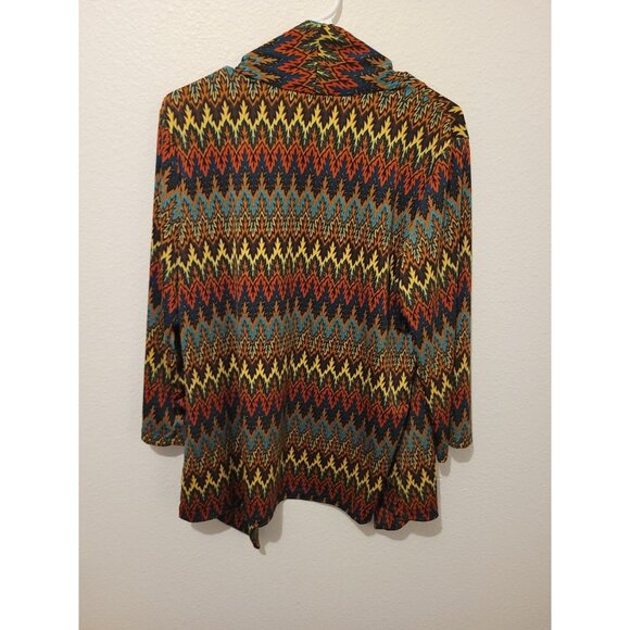 Slinky Brand Open Front Drape Abstarct Cardigan Multicolor Women's L USA - Picture 7 of 8